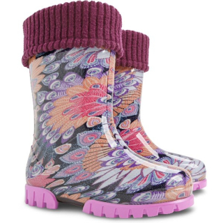 Dětské zateplené holinky Demar Twister Lux Print M Paví pero